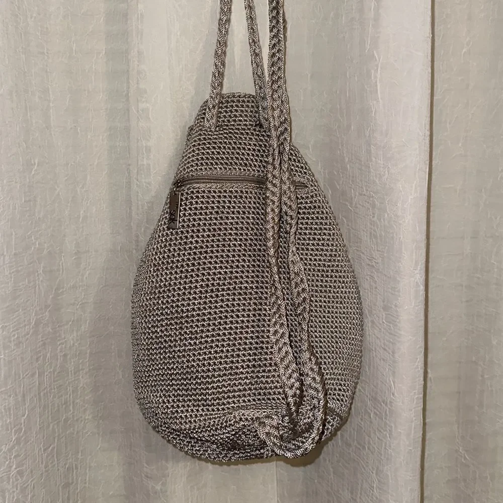 The Sak Tan Macrame Backpack String Bag Purse